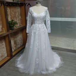 RODDRSYA A-Line Tulle Bridal Dresses Detachable Long Sleeve V-Back Appliques Wedding Gowns Sweetheart robe de mariée Customized