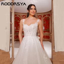 RODDRSYA A-Line Tulle Bridal Dresses Detachable Long Sleeve V-Back Appliques Wedding Gowns Sweetheart robe de mariée Customized