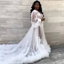 Elegant Wedding Robe Maxi Bathrobe Lingerie Women Gowns Customized Pajamas Photo Shoot Birthday Bride Wed Fluffy Party Sleepwear