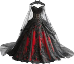 Gothic Weeding Dresses for Brides Black Lace Applique Bridal Dresses Embroidery Tiered Tulle Wedding Gowns with Cape