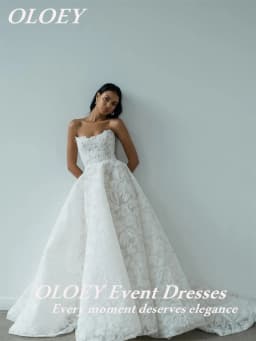 OLOEY Luxury Lace Ivory Wedding Dress Sweetheart Neck A Line Customized Bridal Gown Sweep Train Zip Buttons Robe de mariage