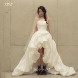 XPAY New Model Simple Strapless Wedding Dresses Korea Hi-Lo Taffeta Banquet Bridal Gown Reception Party Prom Customized 2026