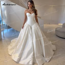 Minimal Sweetheart Neck A Line Wedding Dress Corset Bodice Lace Up Button Bridal Gown Vestido De Novia Robe De Mariée Customized