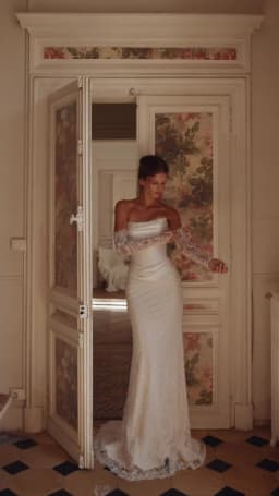 Elegant Satin Lace Mermaid Wedding Dresses 2026 New Detachable Overskirt with Bow Full Sleeve Corset Back Bridal Gown Customized