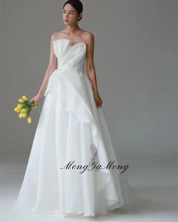 ZHUISHU 2026 Strapless Silk Organza A Line Wedding Dresses Korea Photo shoot Pleats Floor Length Bridal Gowns Corset Back