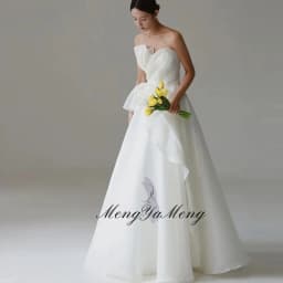 ZHUISHU 2026 Strapless Silk Organza A Line Wedding Dresses Korea Photo shoot Pleats Floor Length Bridal Gowns Corset Back