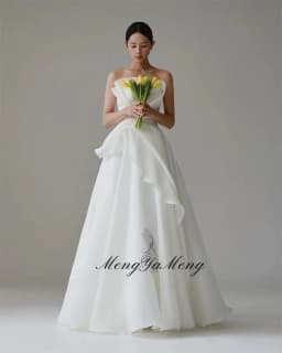 ZHUISHU 2026 Strapless Silk Organza A Line Wedding Dresses Korea Photo shoot Pleats Floor Length Bridal Gowns Corset Back