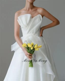 ZHUISHU 2026 Strapless Silk Organza A Line Wedding Dresses Korea Photo shoot Pleats Floor Length Bridal Gowns Corset Back