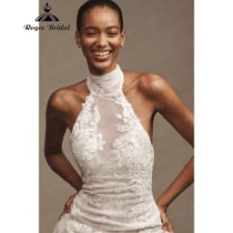 Vintage Halter Wedding Dress Lace Tulle Mermaid Applique Open Back Boho Brides Gown Elegan Vestido De Novia Boda 2026 Customized