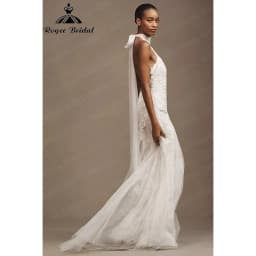 Vintage Halter Wedding Dress Lace Tulle Mermaid Applique Open Back Boho Brides Gown Elegan Vestido De Novia Boda 2026 Customized