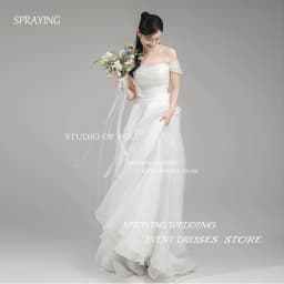 SPRAYING Off Shoulder Korea Wedding Dresses Strapless Organza A Line Bridal Gown Elegant Long Women Photo Shoot Customized 2025