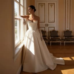 ZIBUYU Customized Luxury Satin Ball Gown Wedding Dress Sweetheart Pearl Beaded Ruched Bridal Gown