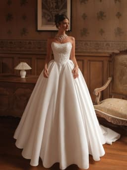 Elegant Pearls Strapless Wedding Dress Delicate Princess Women Buttons Back Bride Dresses Court Train Ball Gown Customized