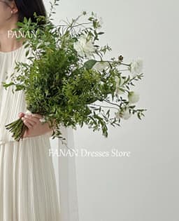 FANAN Korea O-Neck Short Sleeves Wedding Dresses 웨딩드레스 Ivory Satin Pleated Ruched Vintage Customized Bride Gowns Plus Sizell