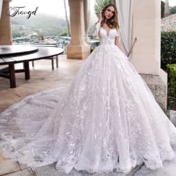 Customized Scoop A Line Lace Wedding Dresses Elegant Applique Long Sleeve Bride Dress Cathedral Train Bridal Gown Plus Size