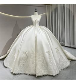 Customized White Strapless Satin Sleeveless Main Wedding Dress Bride Style Light Luxury Embroidery Trailing Veil Robe De Mariée
