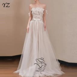 YZ Ivory Bow Belt Lace Wedding Dresses Korea Photoshoot A-line Bridal Gowns Korea Modern Reception Dress Customized 2026 