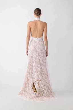 Luna Customized Vintage Halter Lace Wedding Dress Mermaid Elgant Sleeveless Appliques Side High Slit Bridal Gown Bride Gown