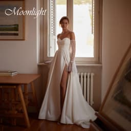 Simple Pleat Off The Shoulder A-Line Wedding Dress Women 2026 Sweetheart Open Back High Side Split Vestidos De Novia Customized