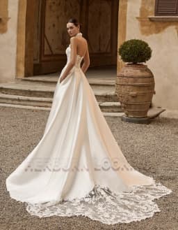 HERBURN Mordern Halter Wedding Dresses for Women Lace Appliques Pocket Pearls Button Backless Bride Vestidos De Novia Customized