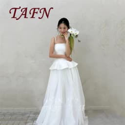 TAFN Simple A Line Wedding Dress Spaghetti Straps Floor Length Bridal Gown Korea Photoshoots 웨딩드레스 Corset Customized