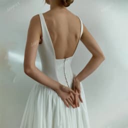 Vintage Square Wedding Dresses For Women A Line Satin Bridal Gown Long Train Sexy Backless Beach Wedding Gowns Vestidos De Novia