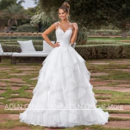 Ruffles Organza Wedding Dress Customized Cap Sleeve V Neck Applqiue Illusion Back Sweep Train A Line Bridal Gown for Bride