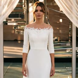 3/4 Sleeve O-Neck Wedding Dress 2023 A-Line Lace Appliques Satin Civil Bridal Gown For WOmen Robe De Mariee vestido de novia