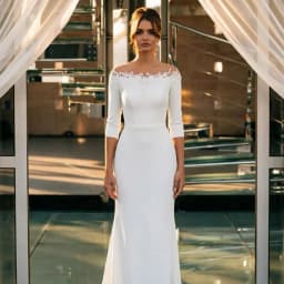 3/4 Sleeve O-Neck Wedding Dress 2023 A-Line Lace Appliques Satin Civil Bridal Gown For WOmen Robe De Mariee vestido de novia