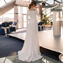 3/4 Sleeve O-Neck Wedding Dress 2023 A-Line Lace Appliques Satin Civil Bridal Gown For WOmen Robe De Mariee vestido de novia
