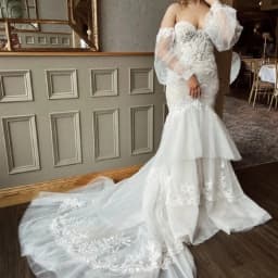 Princess  Sweetheart Mermaid Wedding Dresses Boho Appliques Long Sleeves Tiered Floor Length Lace Bridal Gowns Vestido De Novia