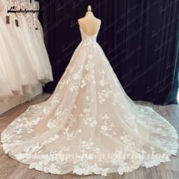 Lakshmigown Luxury Spaghetti Straps Lace Women Sweetheart Neck Wedding Dress for Bride Champagne Wedding Gown Vestidos Para Boda