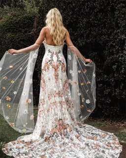 Kyoto Off Shoulder Colorful Floral Embroidery Wedding Dress Puffy Sleeves vestidos de novia Customized Low Back Bridal Gown 2025