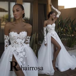 Ruhair Charming A-line Wedding Dresses for Bride Lace Appliques Sweetheart Slit Off the Shoulder Abito Da Sposa Customized