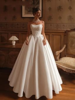 Luxury Pearls Strapless Satin Wedding Dresses Princess Women Buttons Back A-line Bridal Gown Court Train Customized Robe