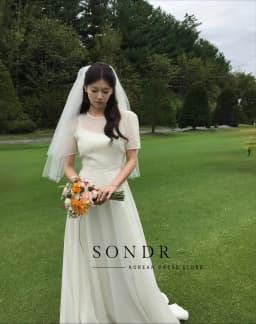 Sondr O-Neck Short Sleeves Korean Wedding Dresses Photo Shoot Customized A Line Simple Elegant Japanese Wedding Party Dresses