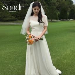 Sondr O-Neck Short Sleeves Korean Wedding Dresses Photo Shoot Customized A Line Simple Elegant Japanese Wedding Party Dresses
