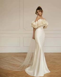 Elegant Off The Shoulder Handmade Flower Satin Mermaid Wedding Dresses Custom Made 2023 Rode De Morrie