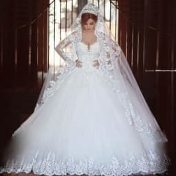 A-Line Luxury Princess Wedding Dresses 2023 Long Sleeve Lace Charming Bride Dress For Women