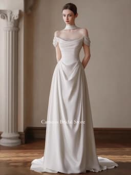SONDR Customized Wedding Dresses Pearls Satin Korea Off the Shoulder Corset Mermaid Pearls Brides Gowns Women Bridal Dresses