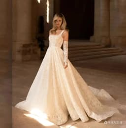 Eightale Lace Wedding Dress for Women Square Collar Princes A-line Customized Court Wedding Party Gowns vestidos de novia