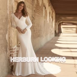 HERBURN Vintage V-neck Bridal Dress for Women Backless Court Train with Long Sleeves Mermaid Robe De Mariee Customized