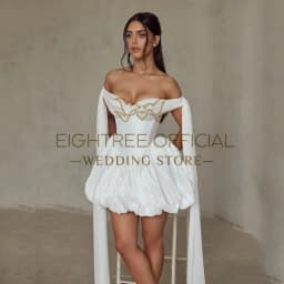 Eightree Women Short Wedding Dresses 2026 Sweetheart Sleeveless Satin Bridal Dress White Evening Wedding Prom Gowns Customized