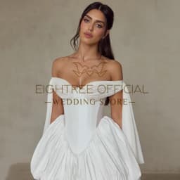 Eightree Women Short Wedding Dresses 2026 Sweetheart Sleeveless Satin Bridal Dress White Evening Wedding Prom Gowns Customized