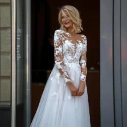 ANGEL Elegant A-Line Lace Wedding Dress 2025 Customized Scoop Neck Applique Bridal Gowns Button Plus Size Vestidos De Novia