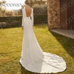 RODDRSYA Mermaid Backless Wedding Dresses for Brides 2026 Simple Square Neck Long Sleeve Bridal Dress Customized Robes De Mariée