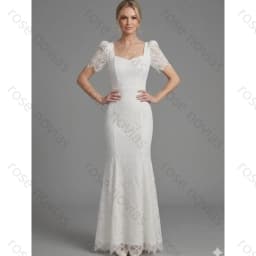 Customized Elegant Ivory Bridal Gown Square Neck Puff Sleeve Lace Mermaid For Wedding Prom Formal Gala