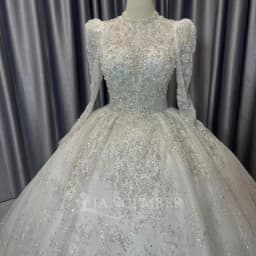 Hot Sale Crystal Ball Gown Wedding Dresses New Long Sleeve Organza Customized Wedding Gowns Bridal Dress فساتين حفلات