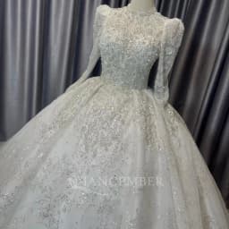 Hot Sale Crystal Ball Gown Wedding Dresses New Long Sleeve Organza Customized Wedding Gowns Bridal Dress فساتين حفلات