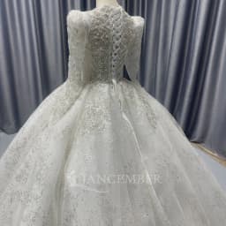 Hot Sale Crystal Ball Gown Wedding Dresses New Long Sleeve Organza Customized Wedding Gowns Bridal Dress فساتين حفلات